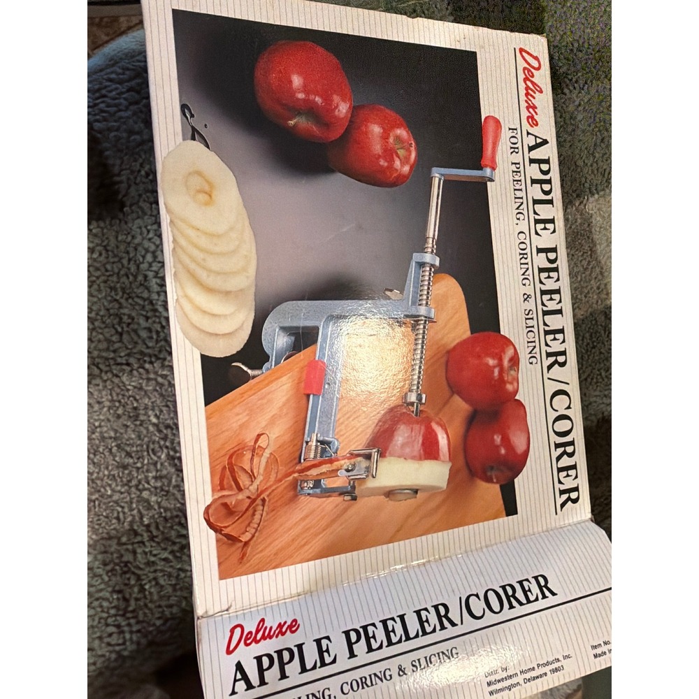 Midwestern Home Products Deluxe Apple Peeler Corer Slicer Blue Cast Metal Clamp